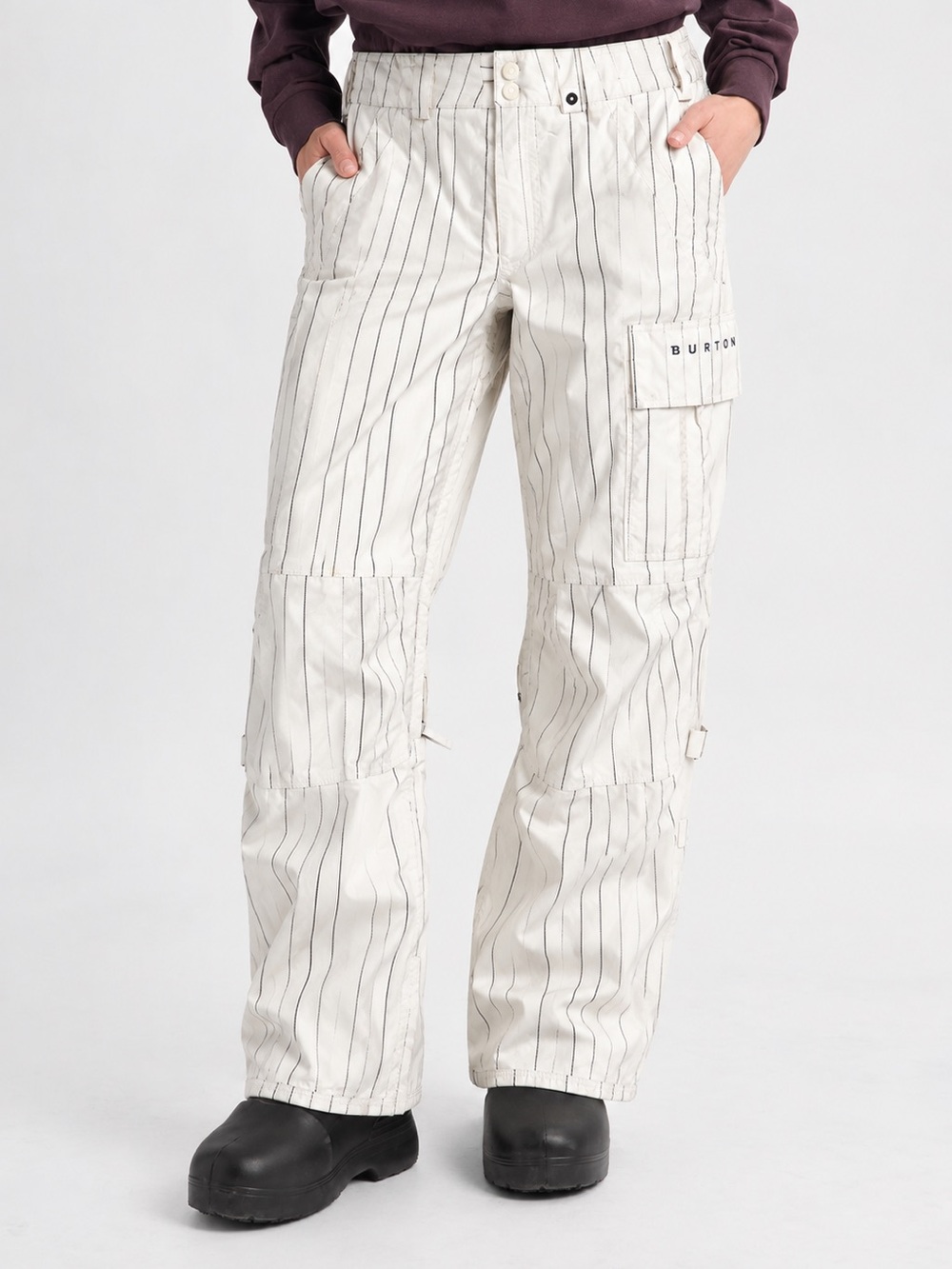 Burton The White Collection Y2K Pinstripe Cargo Snowboard Ski Pants White M